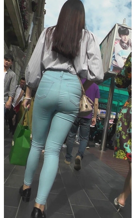 极品高腰牛仔紧身裤美女