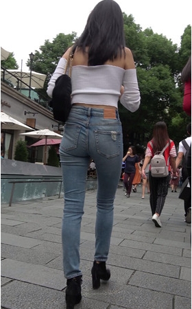 牛仔紧身裤MM