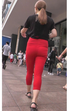 红裤高腰紧身美女