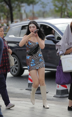 性感的豹纹包臀裙美女