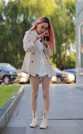 短靴西装外套