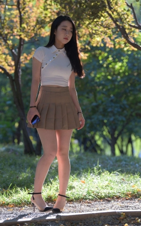 一始街拍作品 咖裙丝袜美女