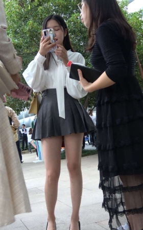 4K  - 街拍百褶短裙白衬衫青春美少女 [2.00 GB/MP4]