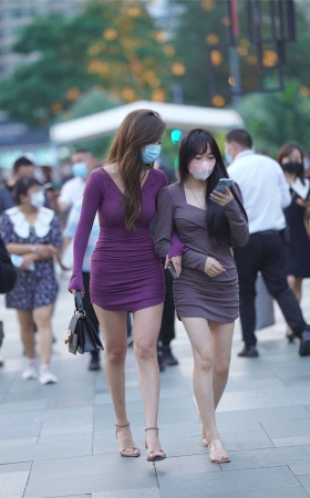 紫色修身裙