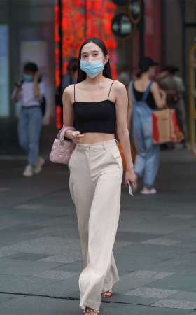 显瘦阔腿裤