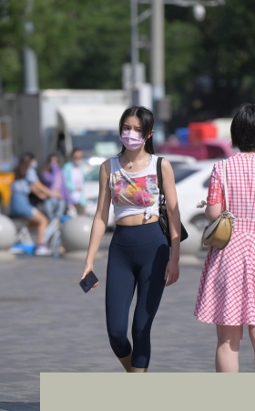 蓝色高挑紧身裤美女MJ563[979M]