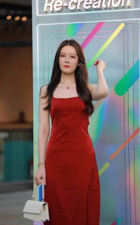 亮眼丝质红裙 [72P-822MB]