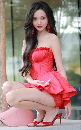 烈焰红裙美女(326P)