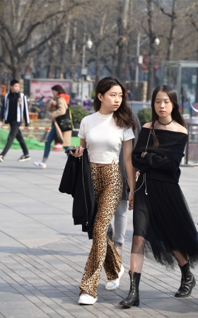 复古风豹纹裤