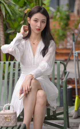 白裙美女