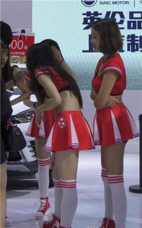 4k-车展靓丽红色短裙美女