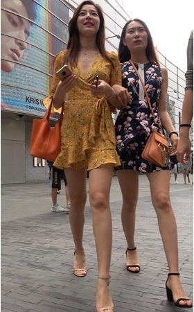 漂亮的黄色连衣裙美女