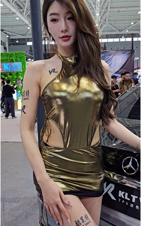 紧身皮裙车模美女