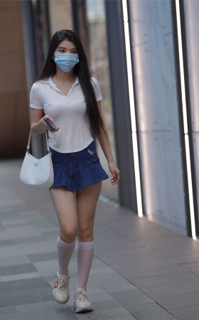 牛仔百褶裙