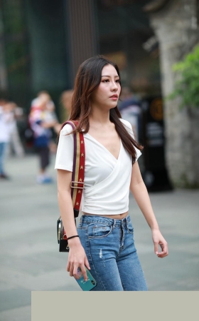 极品路腰牛仔裤美女MJ374