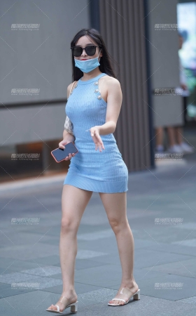 清爽的蓝裙美眉, 甜美可爱 [23P]
