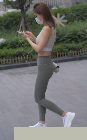 灰绿色瑜伽裤美女MJ3205